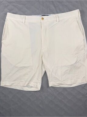 Peter Millar Shorts Mens 38 White Chino Crown Crafted Summer Flat Front Pockets